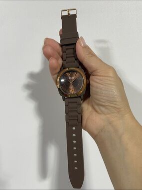 TKO Brown Silicone Strap Watch with Rose Gold Accents